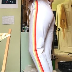 White and Neon Striped Joggers